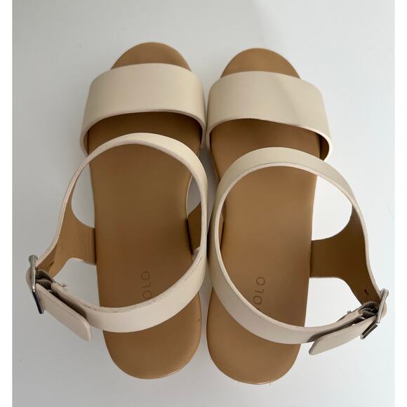 Nisolo All Day Open Clog Sandal Womens 8 Ivory Bone Wood Leather - Picture 8 of 12